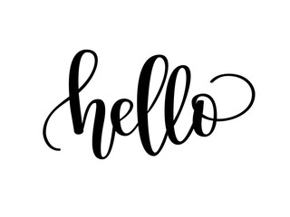 Hand-written word "hello". Modern calligraphy clipart on transparent background © yasnaten