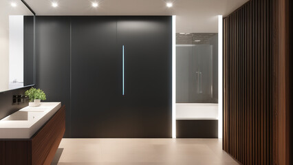 Naklejka na ściany i meble modern bathroom, bathtub, postmodern, Generative AI