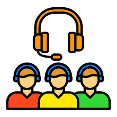 Call Center Agents Filled Line Icon