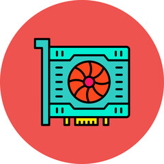 Vga Card Multicolor Circle Filled Line Icon