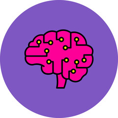 AI Brain Multicolor Circle Filled Line Icon