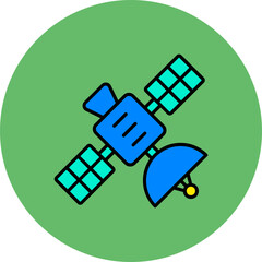 Satellite Multicolor Circle Filled Line Icon