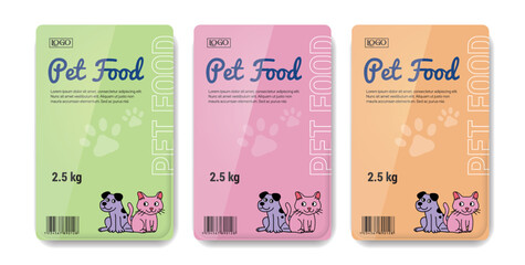 Pet food label design set abstract vector packaging design layouts collection cat food label design dog food label design puppy and cat sketch face background