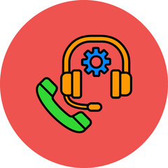 Technical Support Multicolor Circle Filled Line Icon