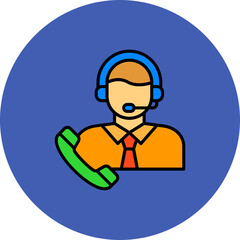Customer Service Multicolor Circle Filled Line Icon