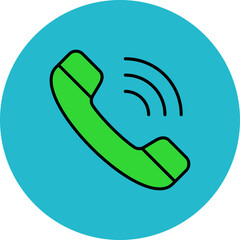 Phone Call Multicolor Circle Filled Line Icon