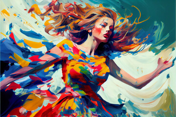 colorful girl made by generative ai