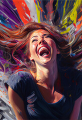 Obraz premium cyberpunk girl big smile made by generative ai