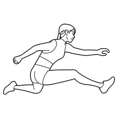 陸上競技（ハードル走）をする人物（女性）のイラスト（白背景・ベクター・切り抜き）