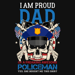 Naklejka premium Police dad tshirt design