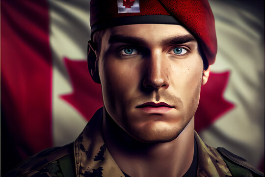 Illustration of a Canadian soldier; generative AI