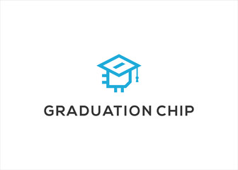Graduation Chip logo design vector template