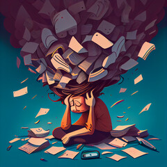 Surreal illustration of a person feeling stress Generative