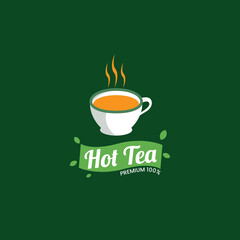 a glass of Tea logo on green background