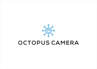 Fototapeta na wymiar Eye octopus logo symbol design. Lens Camera logo design template