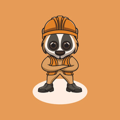 Cute slow loris miner cartoon illustration