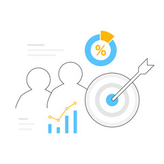 statistics elements demographic segmentation analysis, target market concept illustration flat design vector eps10