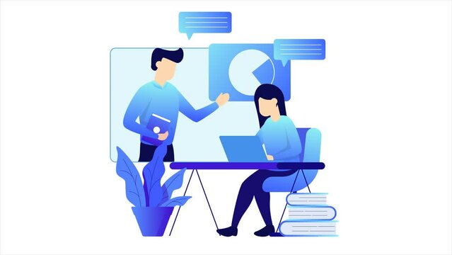 Course animated flat design concept. Great for business, technology, education, communication, startup and company around the World. Course illustration animation footage motion graphic.