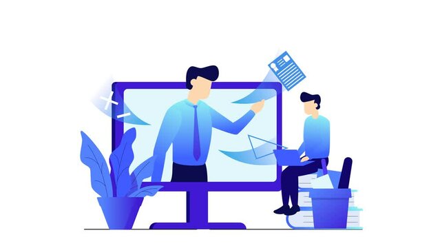 Education animated flat design concept. Great for business, technology, education, communication, startup and company around the World. Education illustration animation footage motion graphic.