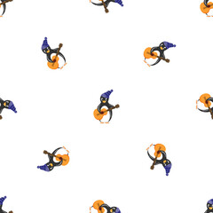 Penguin with guitar pattern seamless background texture repeat wallpaper geometric vector