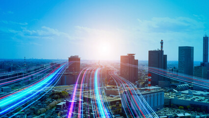 未来へ向かう光の帯　都市ネットワーク