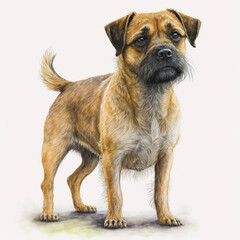 Obraz premium “Generative AI” Border Terrier digital illustration.