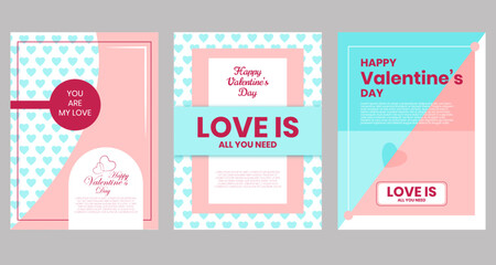 Naklejka premium Set of three greeting card design for your love ones Happy Valentine's Day.