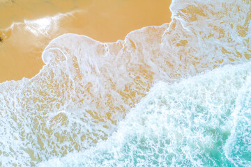 Aerial view sea beach wave white snad summer vacation