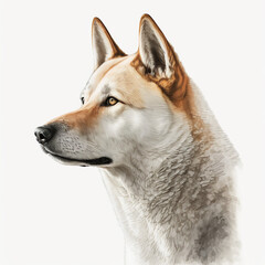 “Generative AI” Korean Jindo Dog digital illustration.