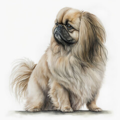 “Generative AI” Pekingese digital illustration.