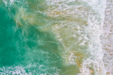 Fototapeten Aerial view sea beach wave white snad summer vacation © themorningglory