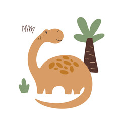 Cute poster with small dinosaur vector print for kids room, baby shower, greeting cards, baby and kids t-shirts and clothes.