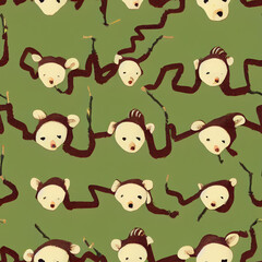 seamless pattern with monkeys - Floya FYN090