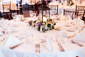 table set for a wedding reception