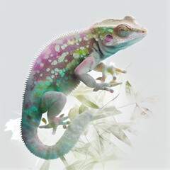 pastel double exposure gecko generative ai