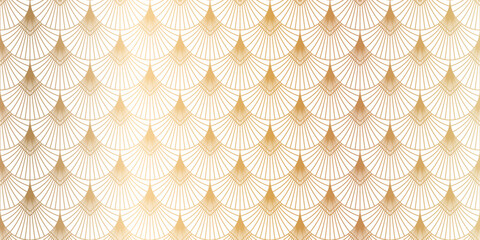 Luxury art deco seamless pattern background vector. Abstract elegant art nouveau with delicate golden geometric line vintage decorative minimalist texture style. Design for wallpaper, banner, card.