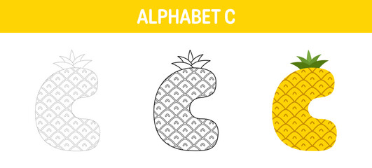 Alphabet tracing and coloring worksheet for kids