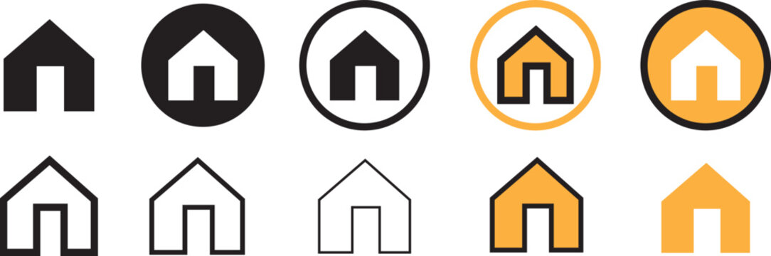 Web home icon for apps and websites, House icon, Home sign in circle or Main page icon in filled, thin line, outline and stroke style for apps and website