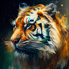 Tiger made of oil paint generative ai