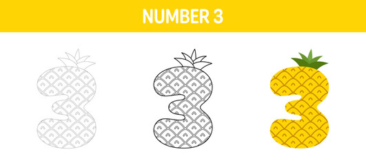 Number 5 tracing and coloring worksheet for kids