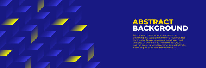 Obraz premium Abstract blue banner design vector, dynamic sporty horizontal background template with blue and yellow shapes for media promotion or web banner