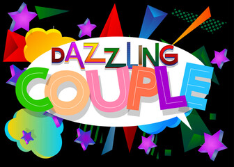 Dazzling Couple. Word written with Children's font in cartoon style.