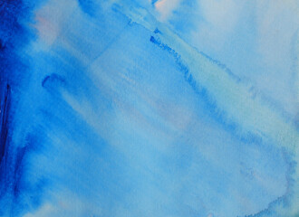 Abstract background and texture pattern green with blue color flow on white background, Illustration watercolor hand draw and painted on paper