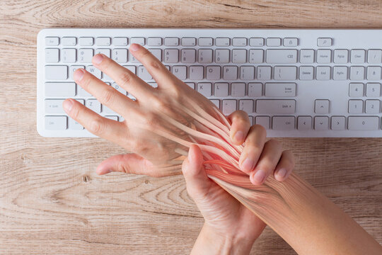hand muscle inflammation from office syndrome , hand muscle pain