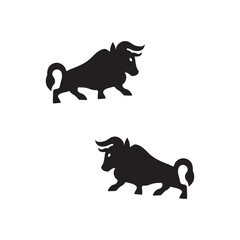 Black bull animal vector logo design . Bull icon . Bull silhouette 
