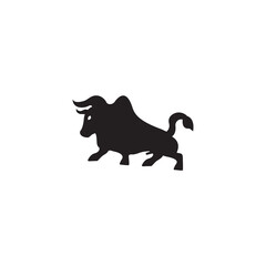 Black bull animal vector logo design  . Bull icon . Bull silhouette 