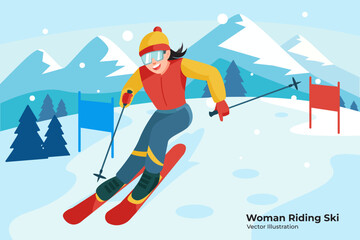 Woman Riding Ski