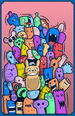 ilustración de doodles monstruosos