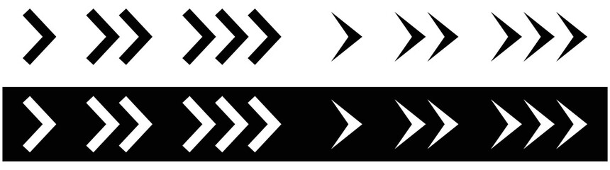 Fototapeta na wymiar arrow icon set. double arrow icon. triple arrow icon collections symbol, vector illustration