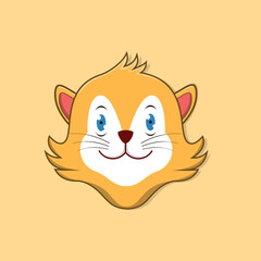 Title: Cute cat Face Vector Icon Illustration. Dog Face Type. Isolated White Animal Icon Concept. Flat Cartoon Style Suitable for Web Landing Page, Banner, Flyer, Sticker, Card, Background